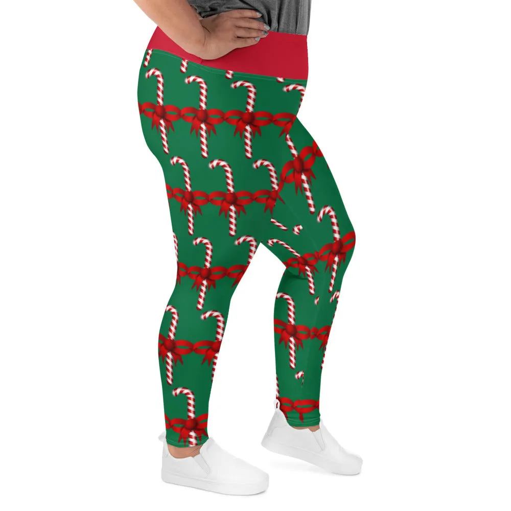 Plus Size Leggings Candy Cane