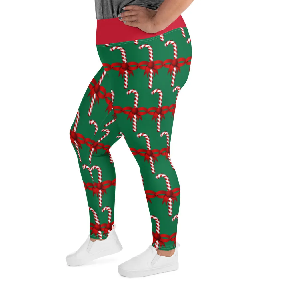 Plus Size Leggings Candy Cane