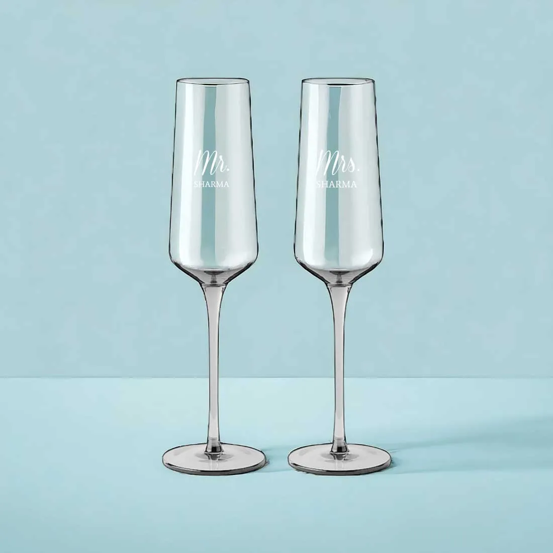 Premium Champagne Glasses Customised with Name For Couples