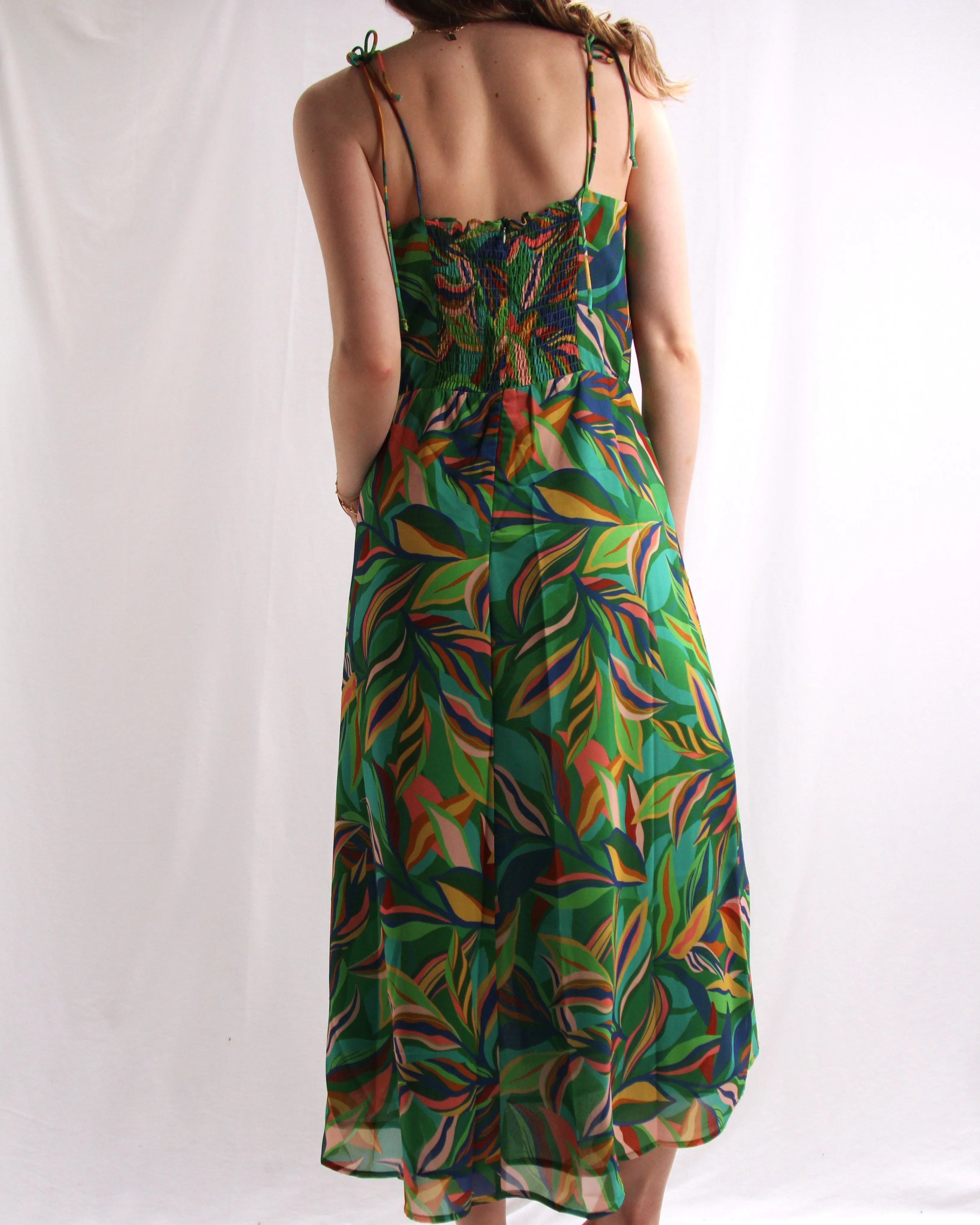 Printed Midi Dress - Emerald