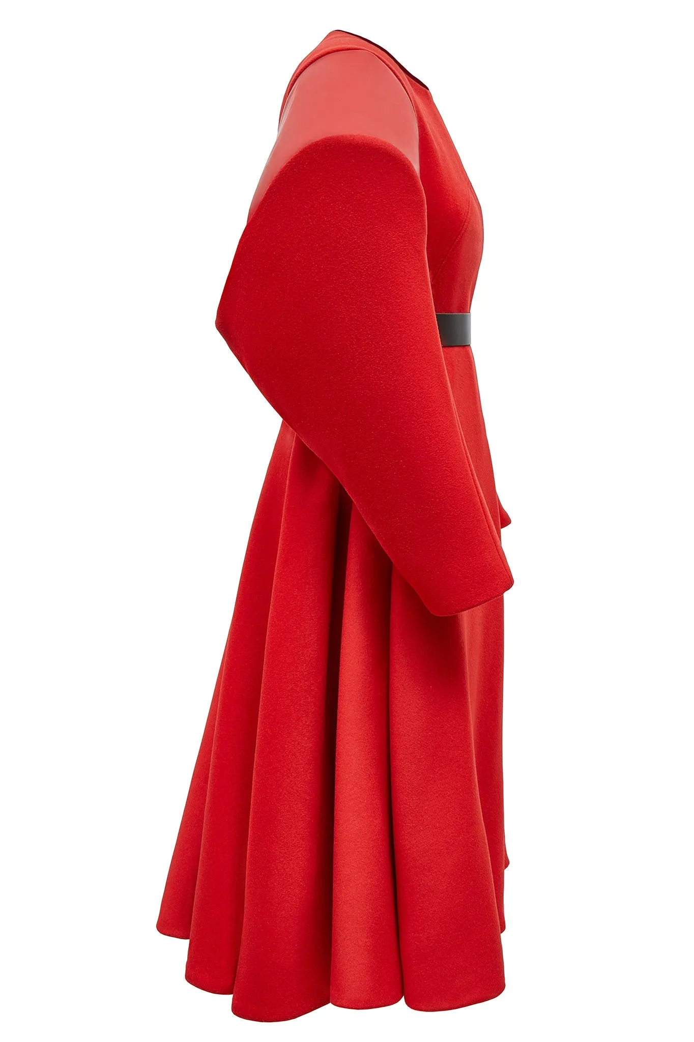 Red Wool and Latex Broad Coat