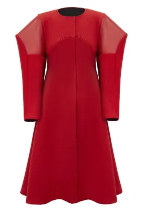 Red Wool and Latex Broad Coat