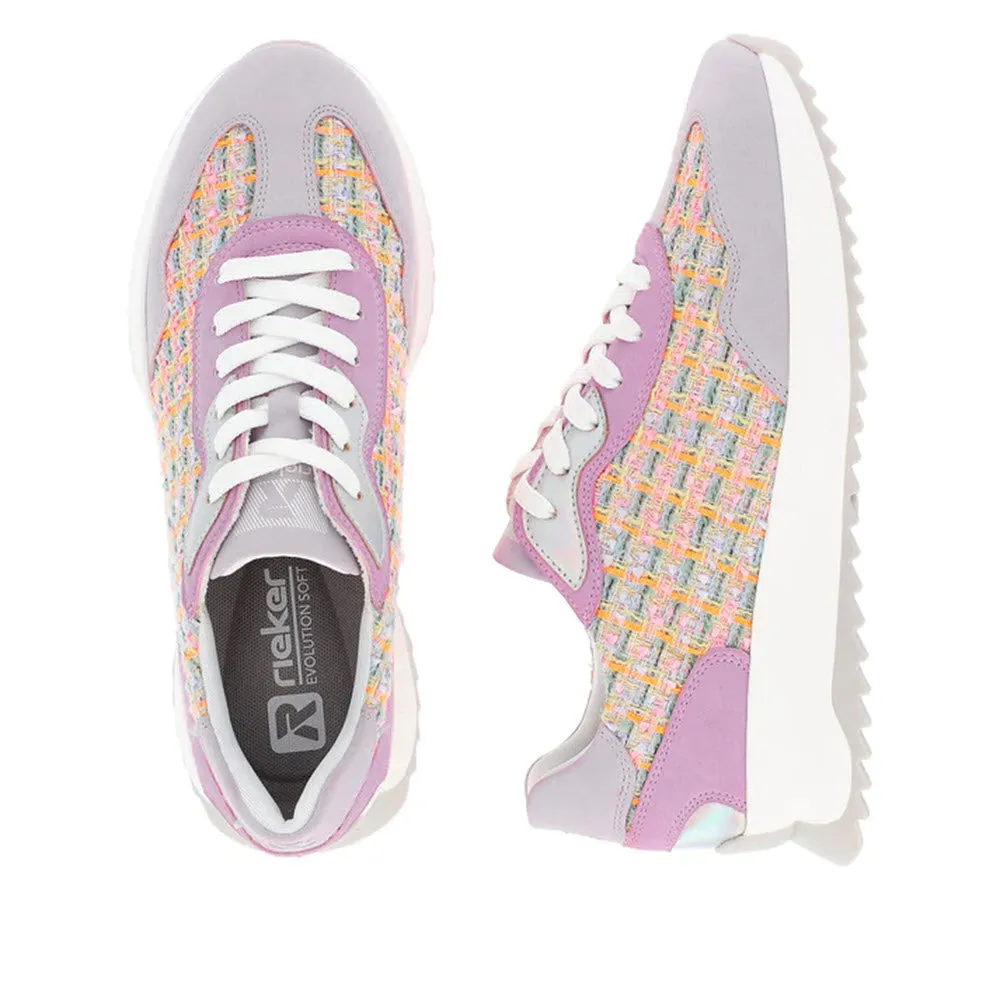 REVOLUTION RETRO PLAID TWEED SNEAKER MAUVE - WOMENS