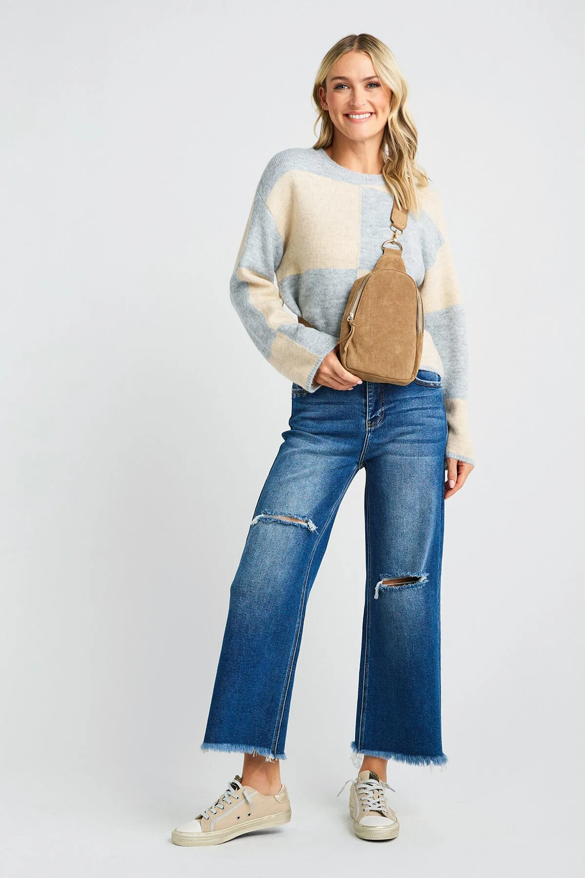 Risen SoHo Frayed Ankle Wide Leg Jeans