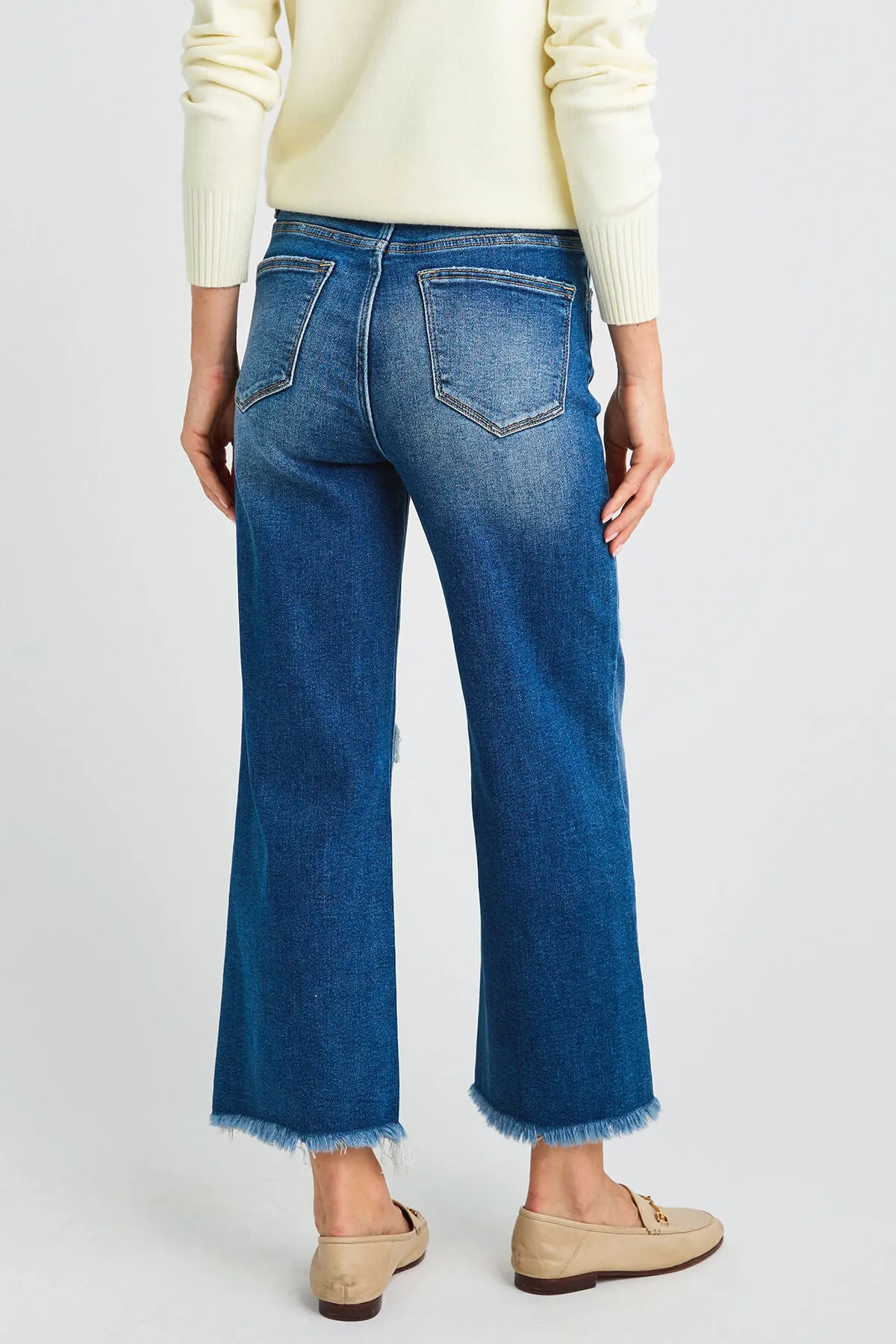 Risen SoHo Frayed Ankle Wide Leg Jeans