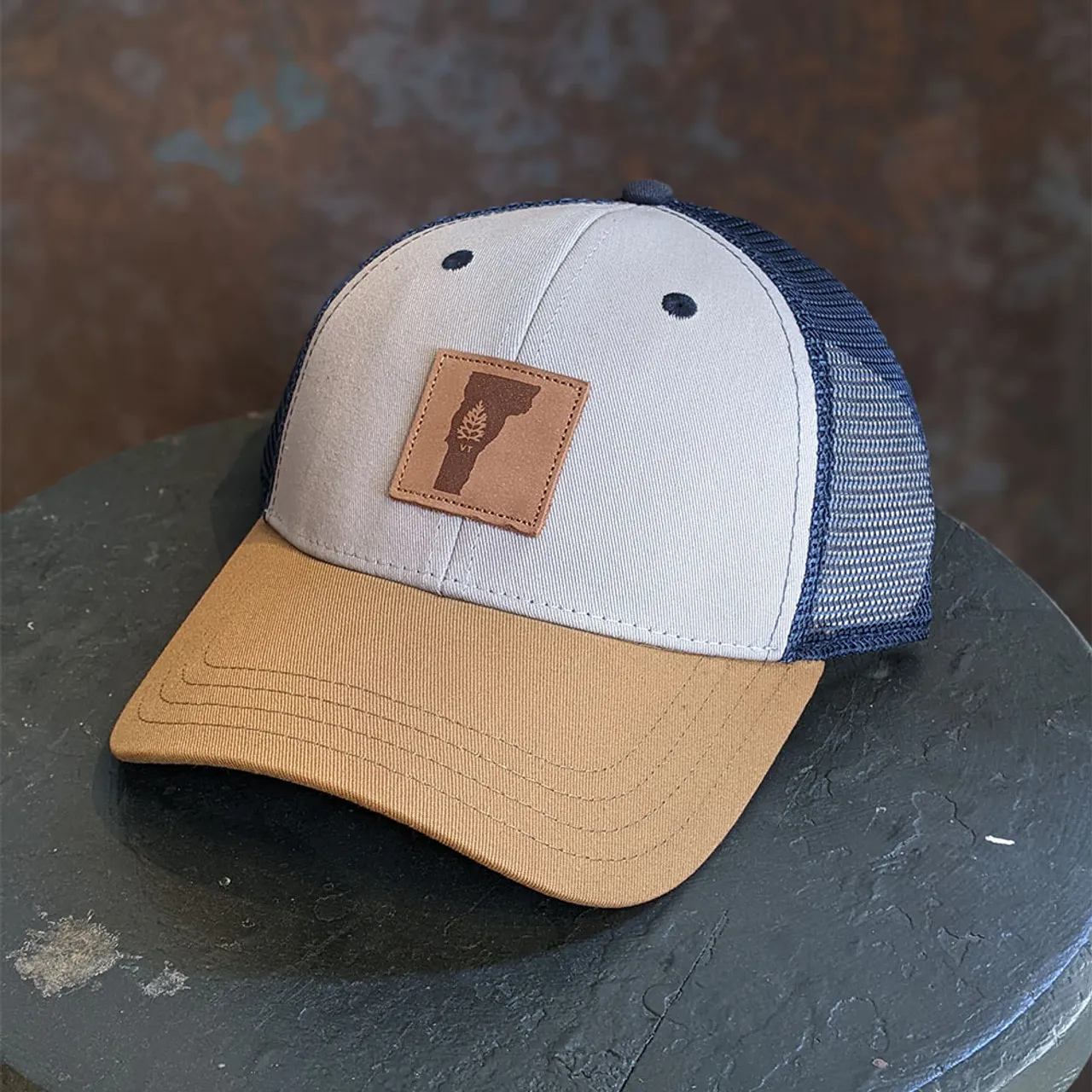 Roam VT Leather Patch Trucker Hat