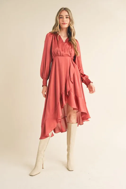 Rowan Ruffle High Low Midi Dress