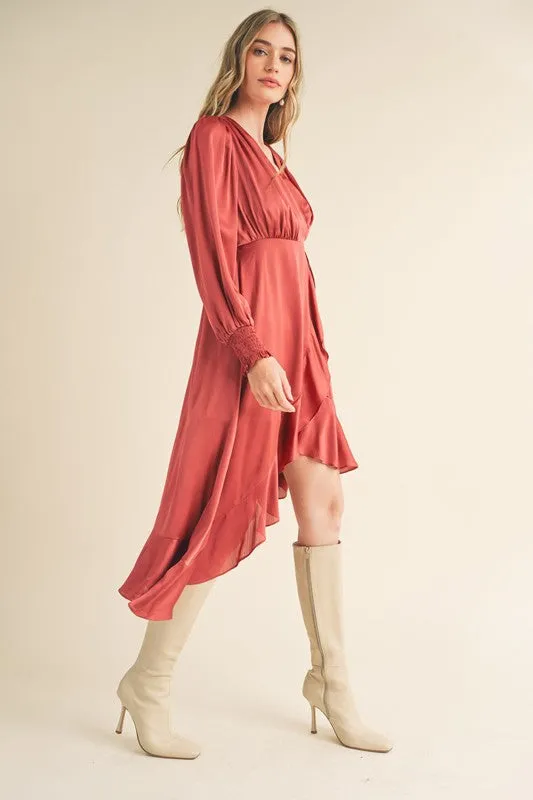 Rowan Ruffle High Low Midi Dress