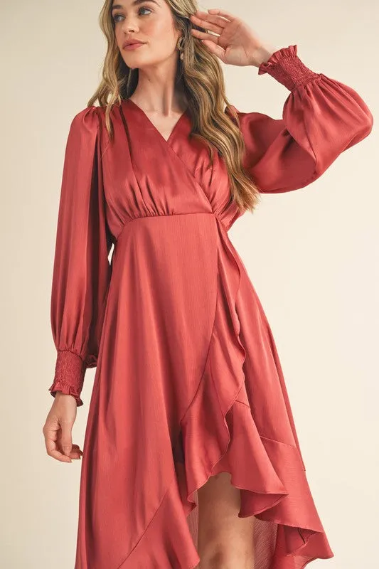 Rowan Ruffle High Low Midi Dress