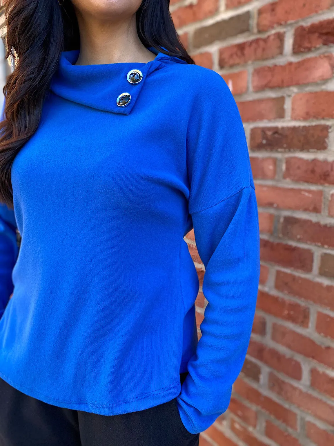 Royal Blue Button Collar Knit Lucy