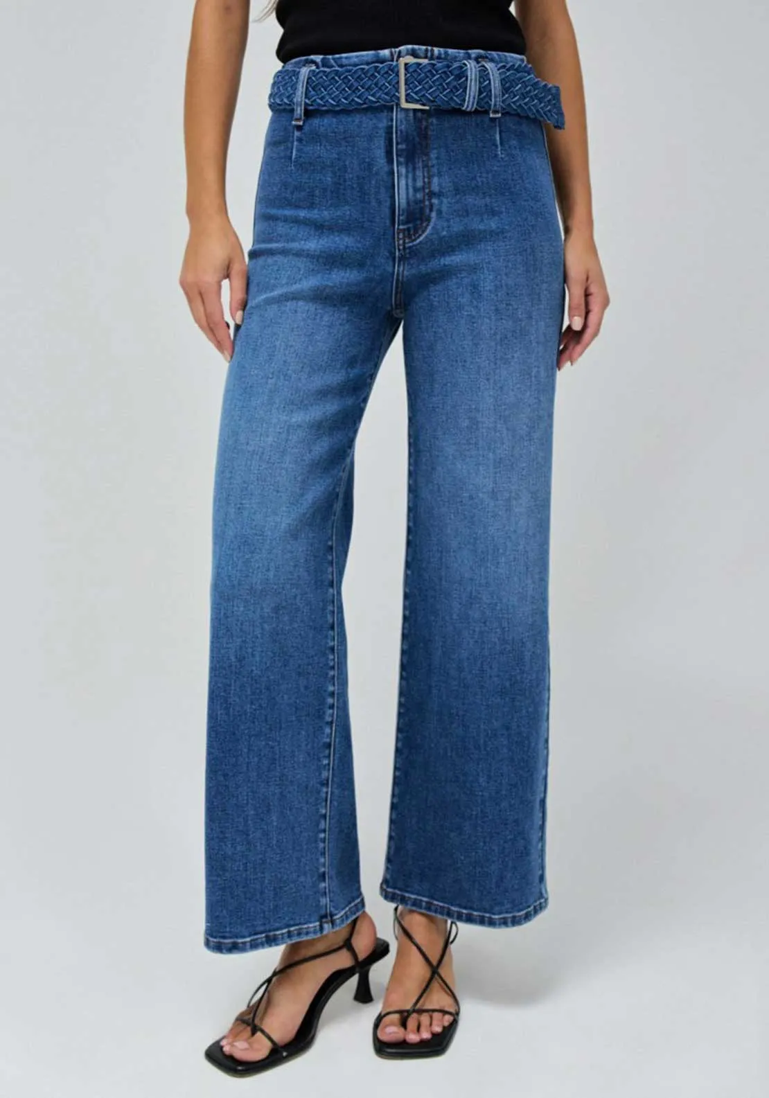 Salsa True Wide Leg Cropped Jeans, Blue Denim