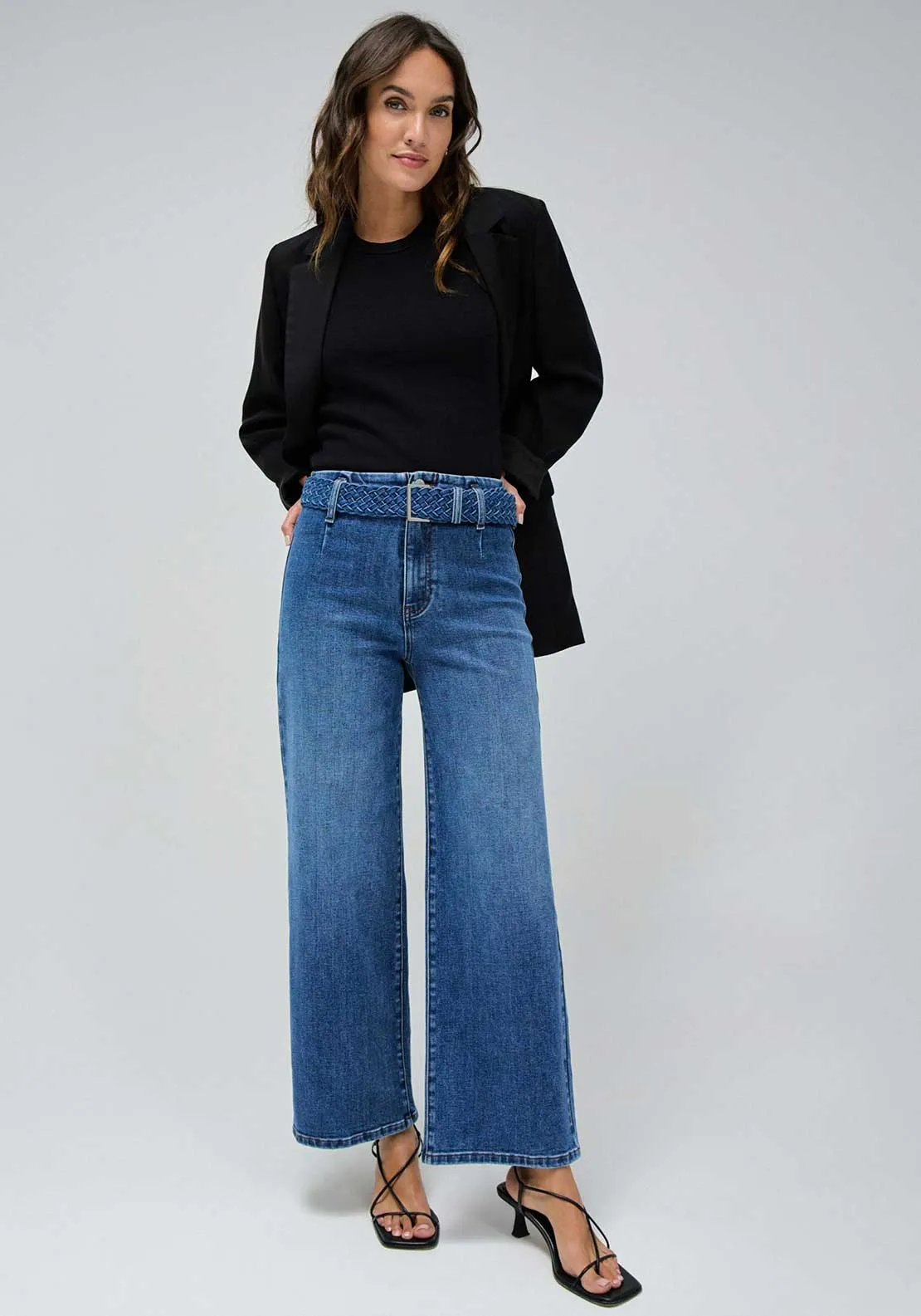 Salsa True Wide Leg Cropped Jeans, Blue Denim