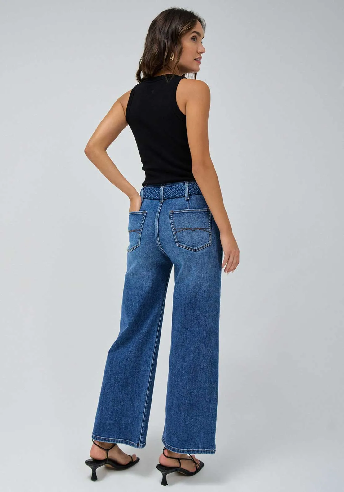 Salsa True Wide Leg Cropped Jeans, Blue Denim