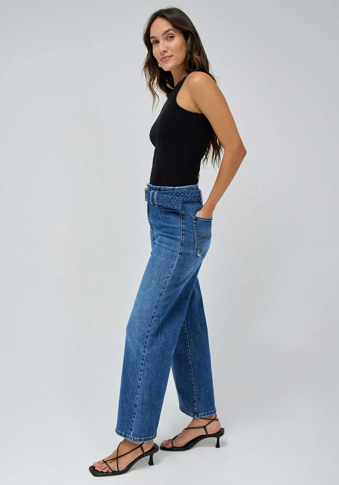 Salsa True Wide Leg Cropped Jeans, Blue Denim