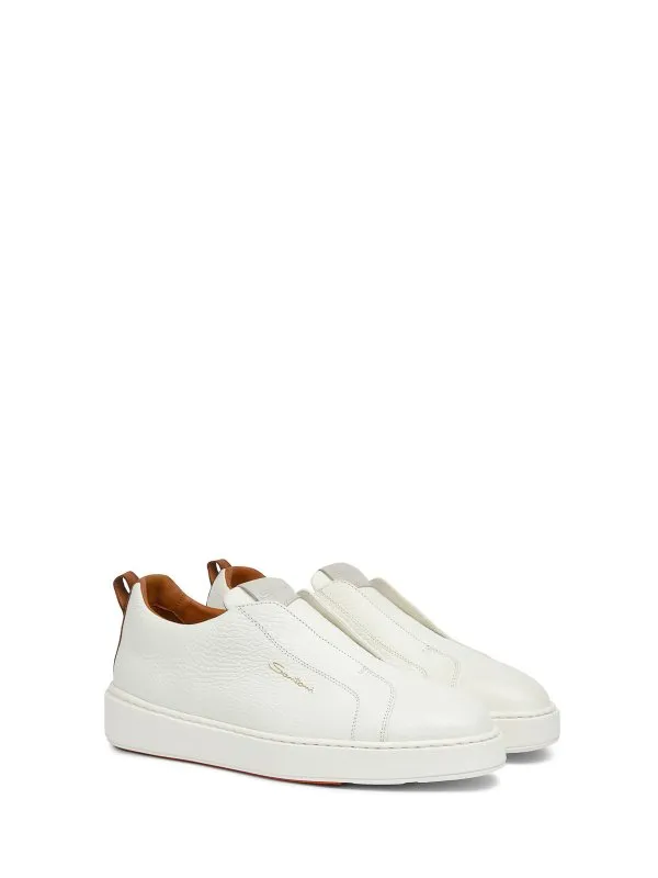 Santoni Leather Slip-On Sneaker