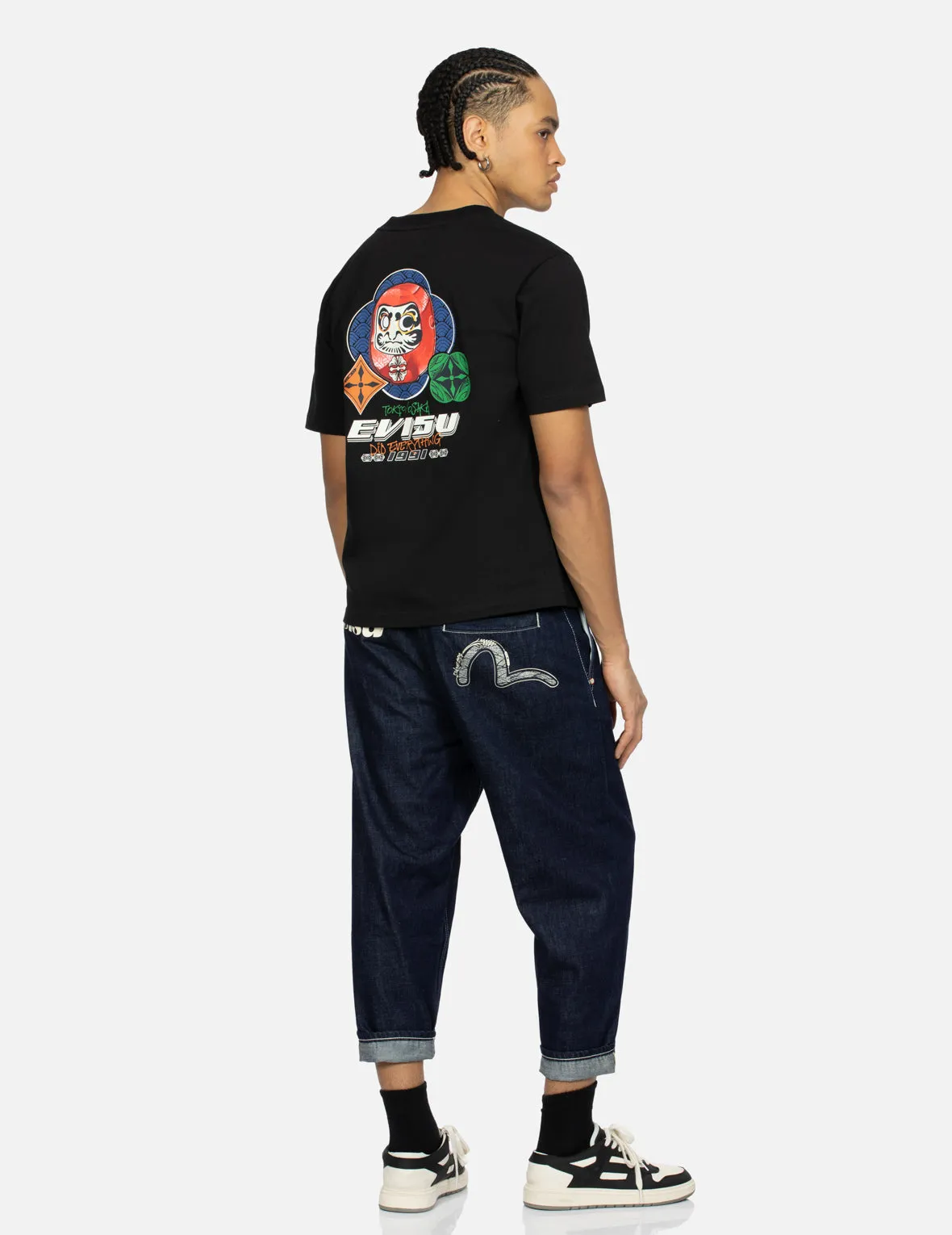 Seagull and Logo Print Balloon Fit Jeans