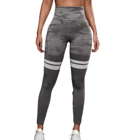 Seamless Camo Leggings with Pocket - Grey