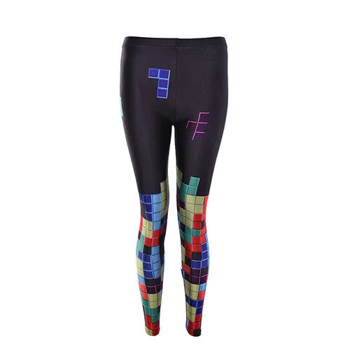 Sexy women 3D prints tetris Sliding Blocks game Polyester elastic fitness Leggings Pants Women Accessories SM6