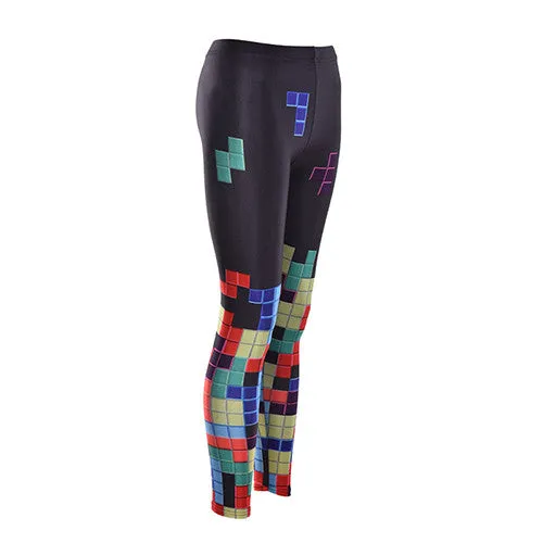 Sexy women 3D prints tetris Sliding Blocks game Polyester elastic fitness Leggings Pants Women Accessories SM6