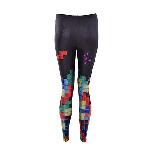 Sexy women 3D prints tetris Sliding Blocks game Polyester elastic fitness Leggings Pants Women Accessories SM6