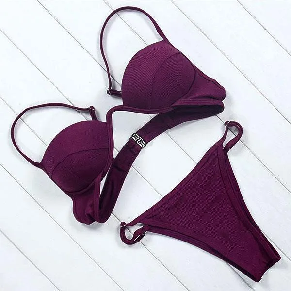 Sexy Women's Brazilian Push-Up Underwire Low Waist Bikini Set