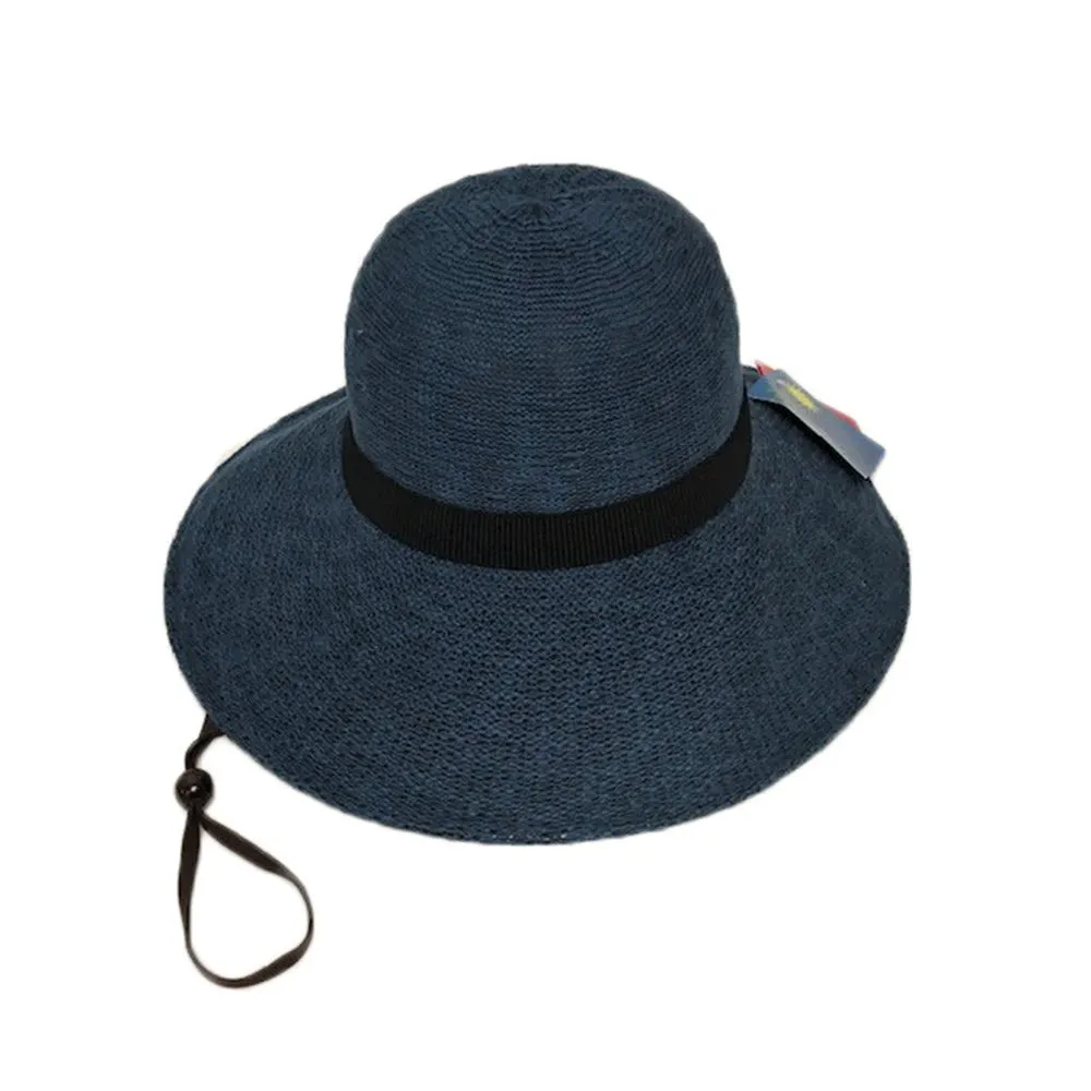 SHIHREEN LARGE BRIM HAT SLATE BLUE/BLACK BAND