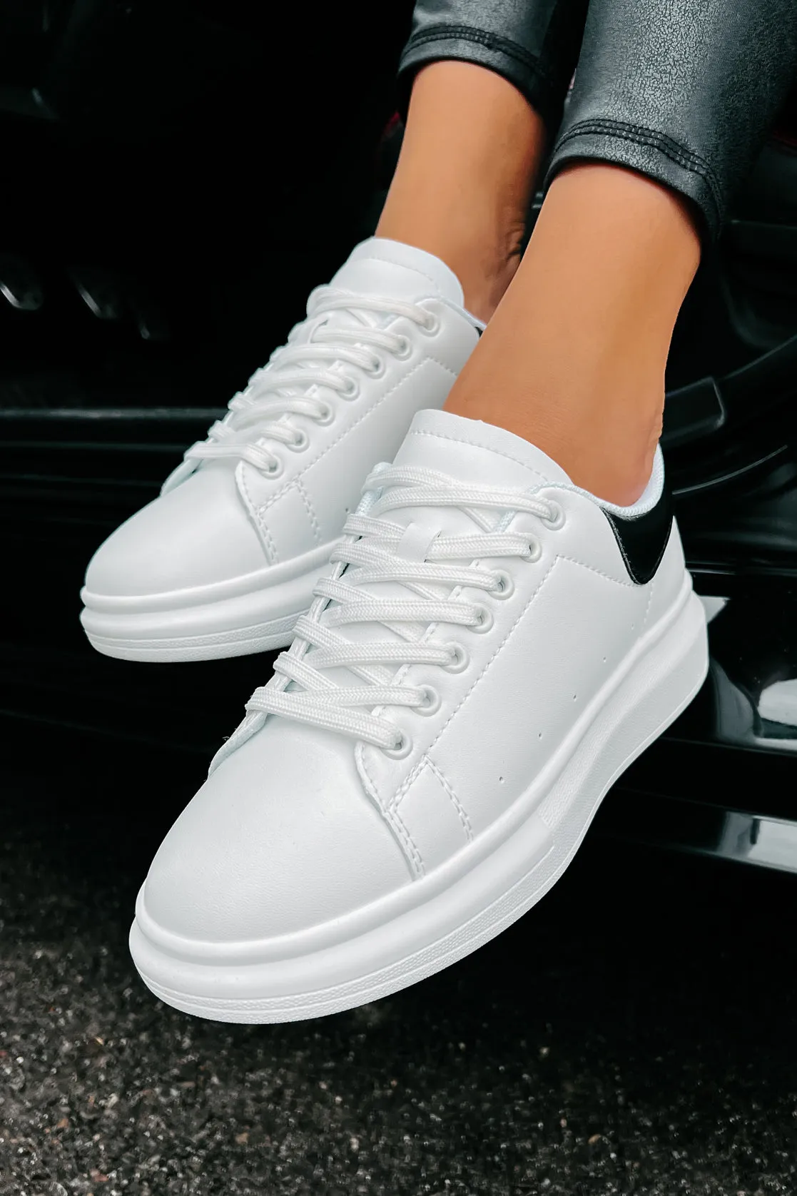 Sidewalk Strut Platform Sneaker (White/Black)