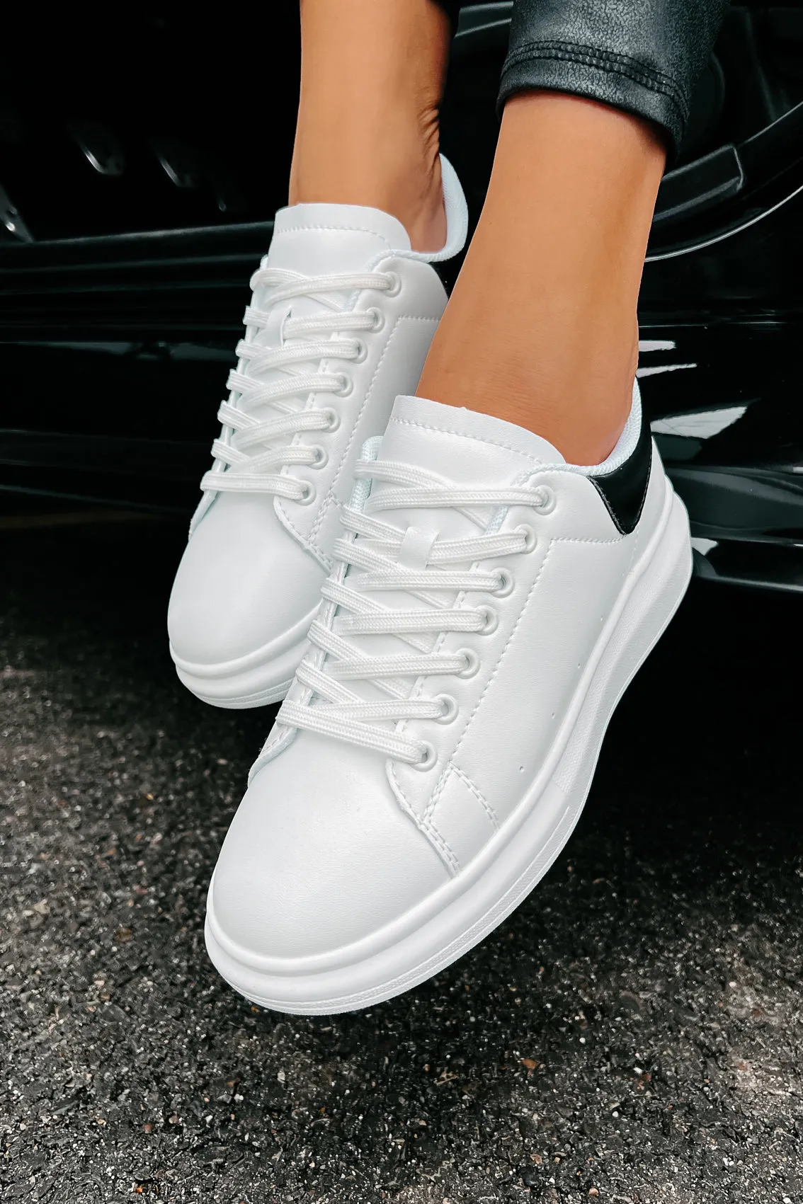 Sidewalk Strut Platform Sneaker (White/Black)