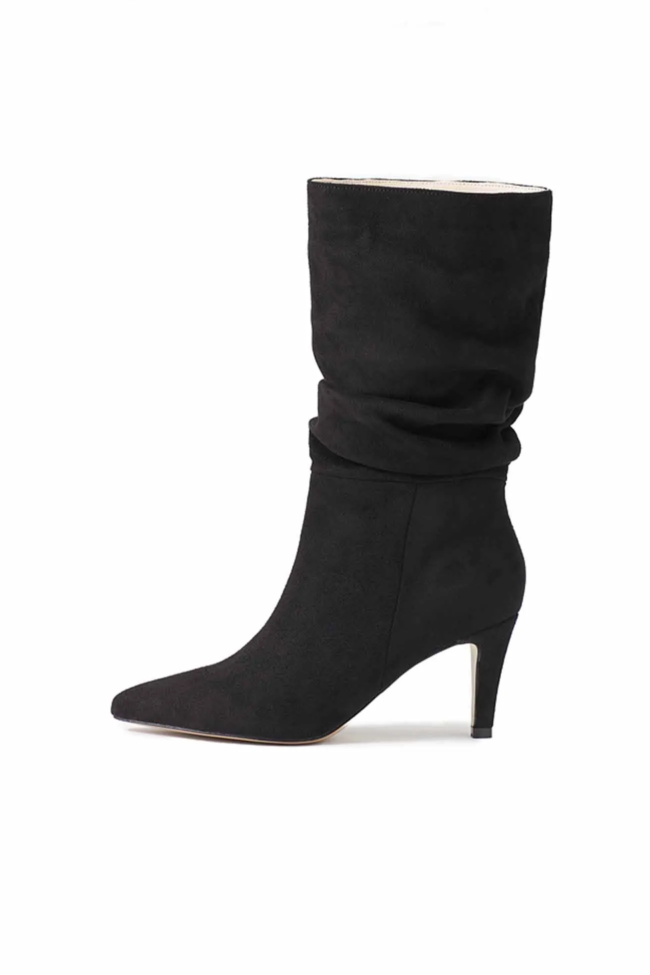 Suede Pointed Toe Pleated Stiletto Heels Ankle Boots