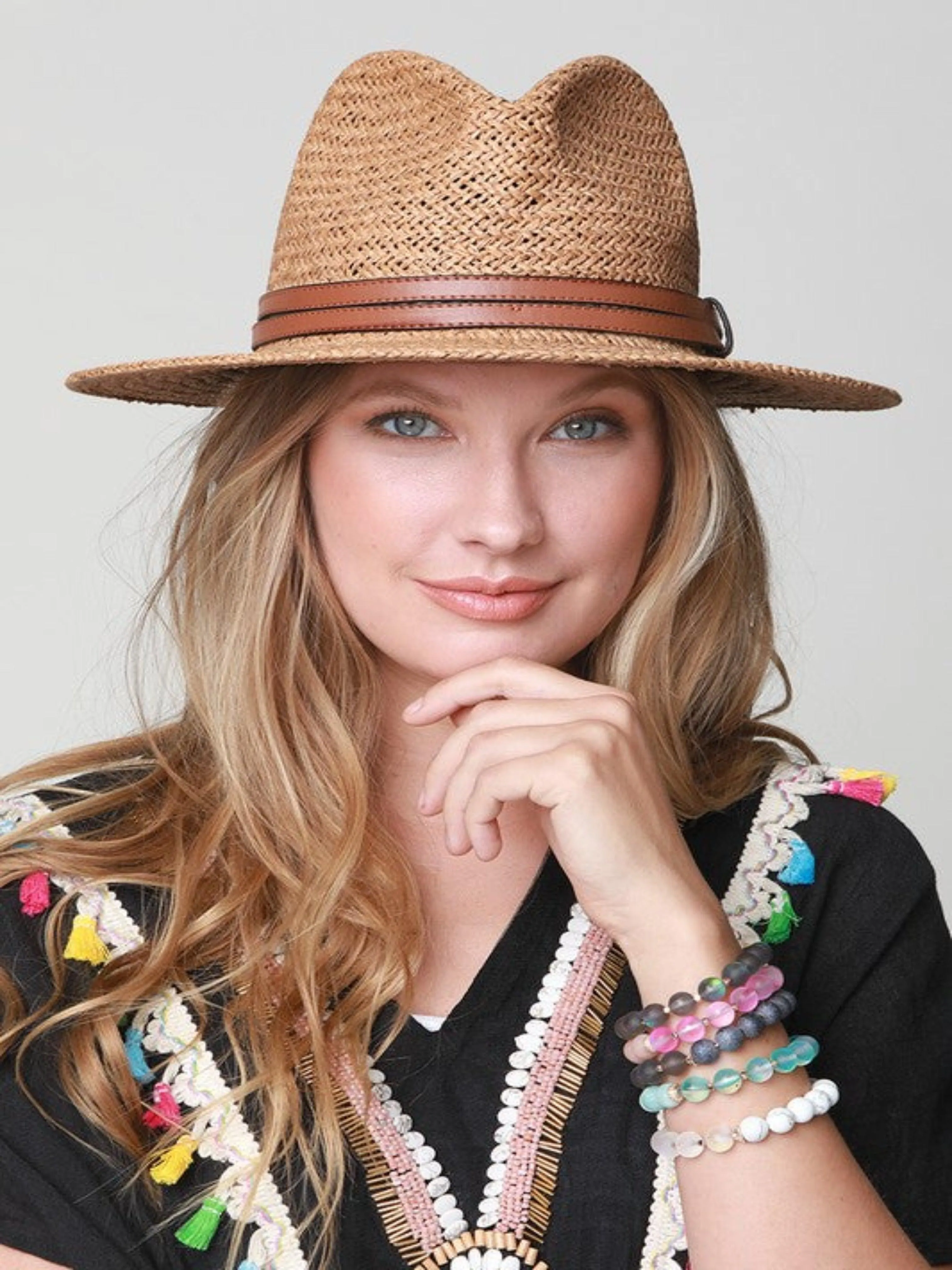 SUNNY DAY PANAMA HAT-LIGHT BROWN