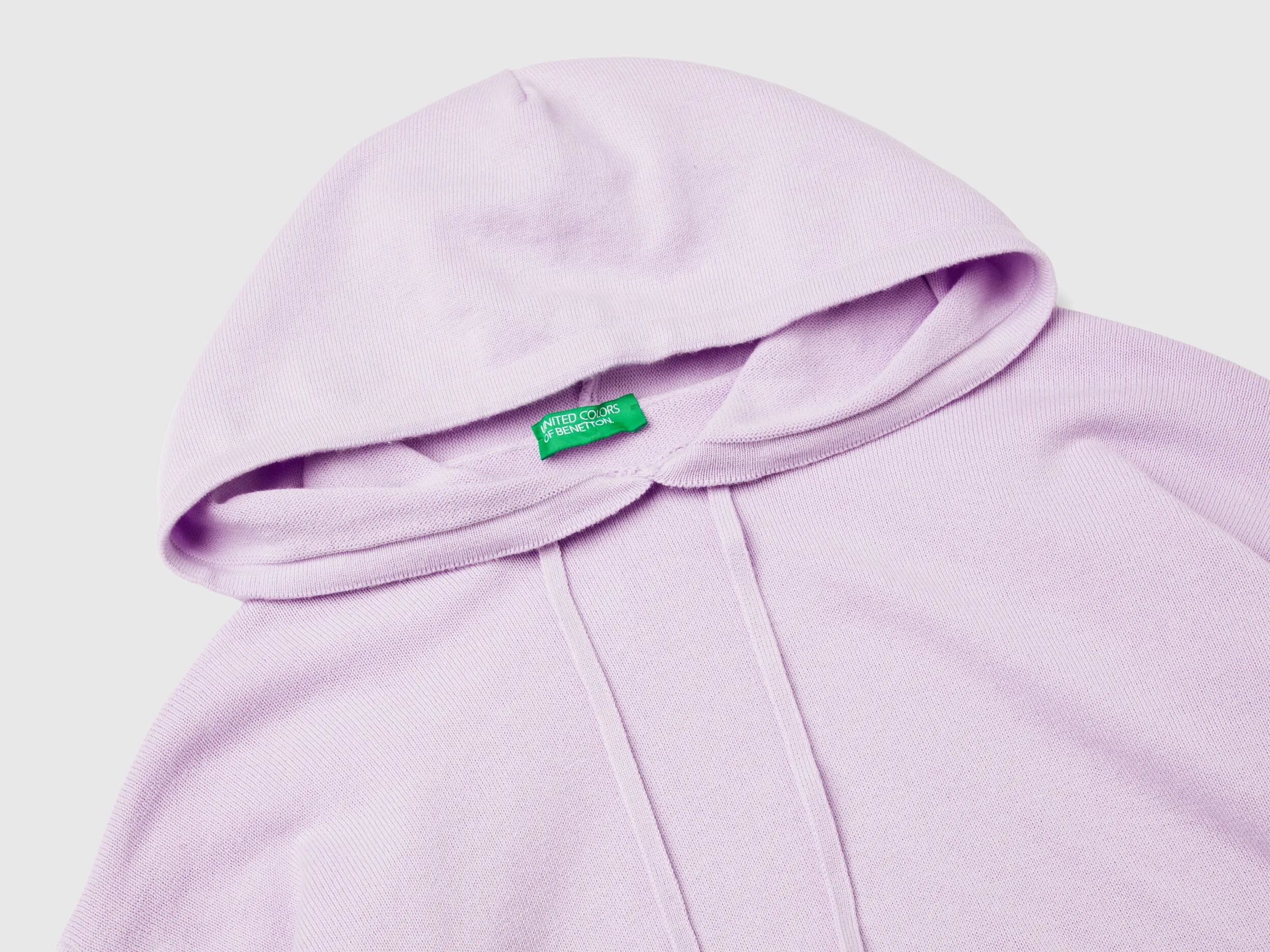 Sweater with hood and drawstring - Lilac | Benetton