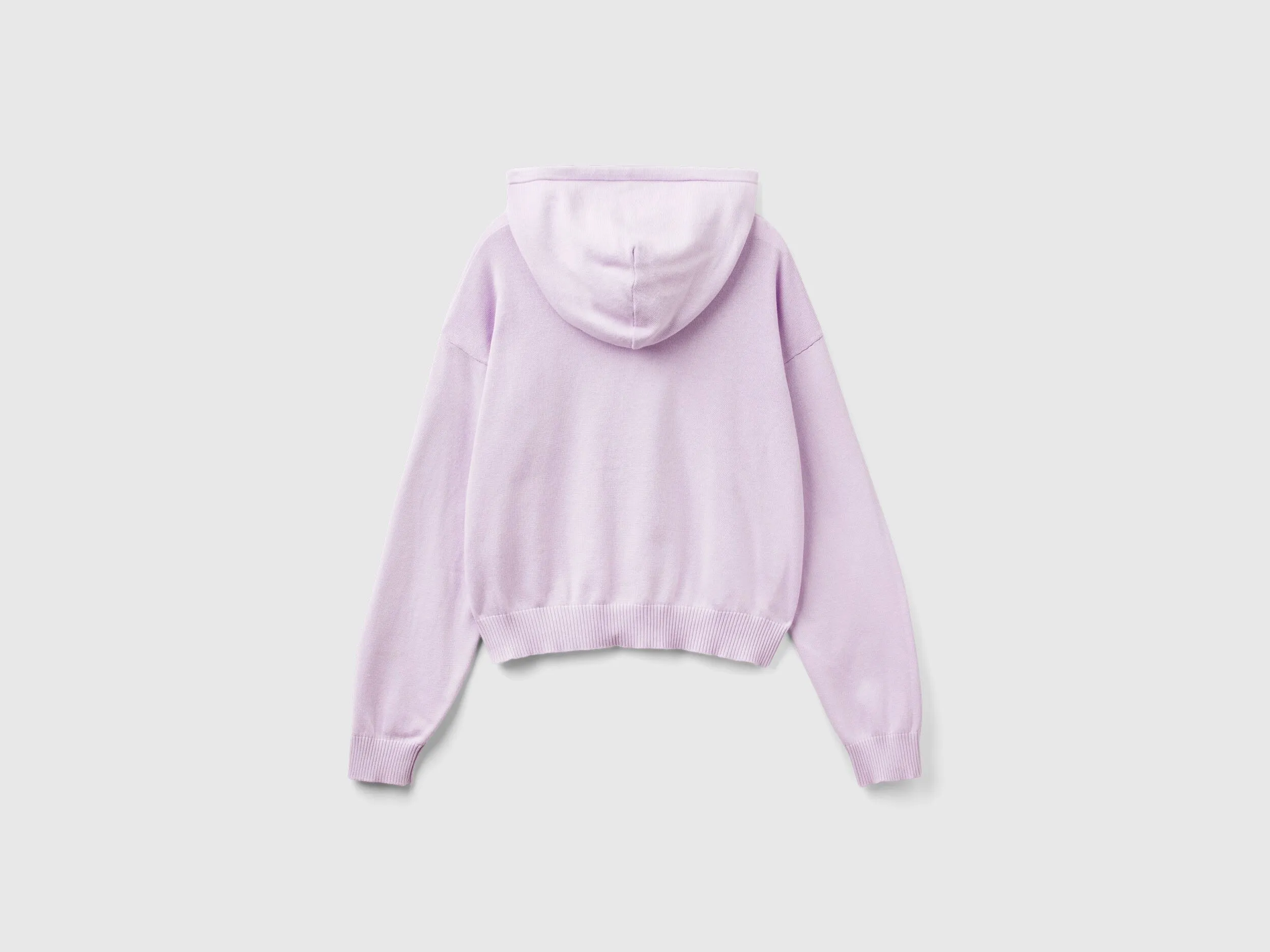 Sweater with hood and drawstring - Lilac | Benetton