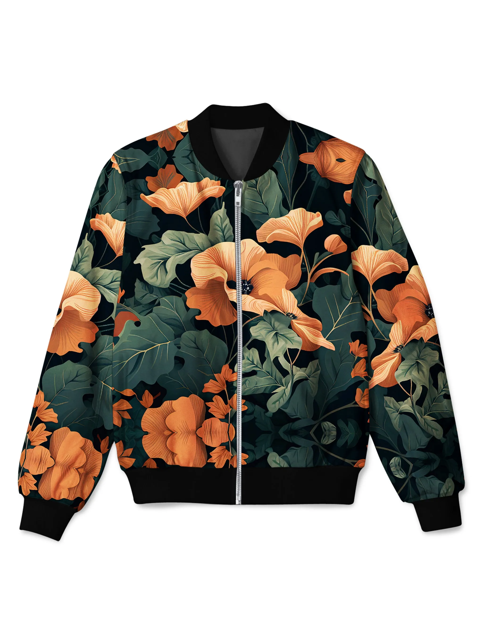 Tangerine Floral Bomber Jacket