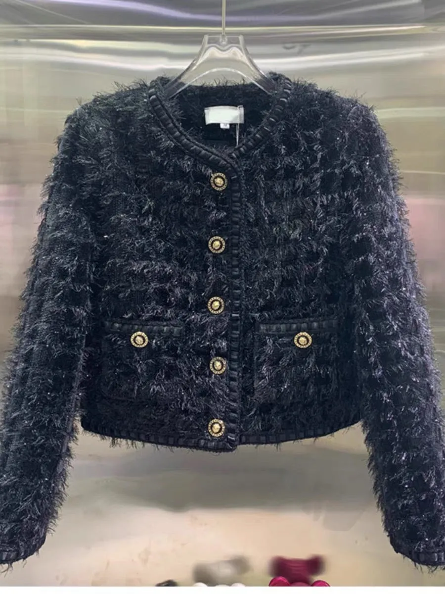 Temperament tassel small fragrant style fur coat for women autumn 2023 new fashion short fur cardigan coat trend