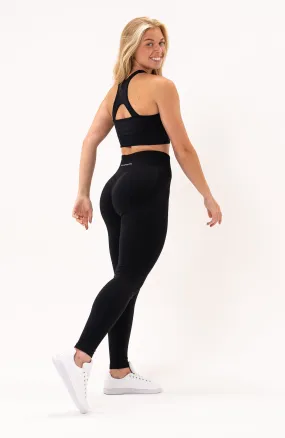 Tempo Seamless Scrunch Leggings & Sports Bra Set - Black