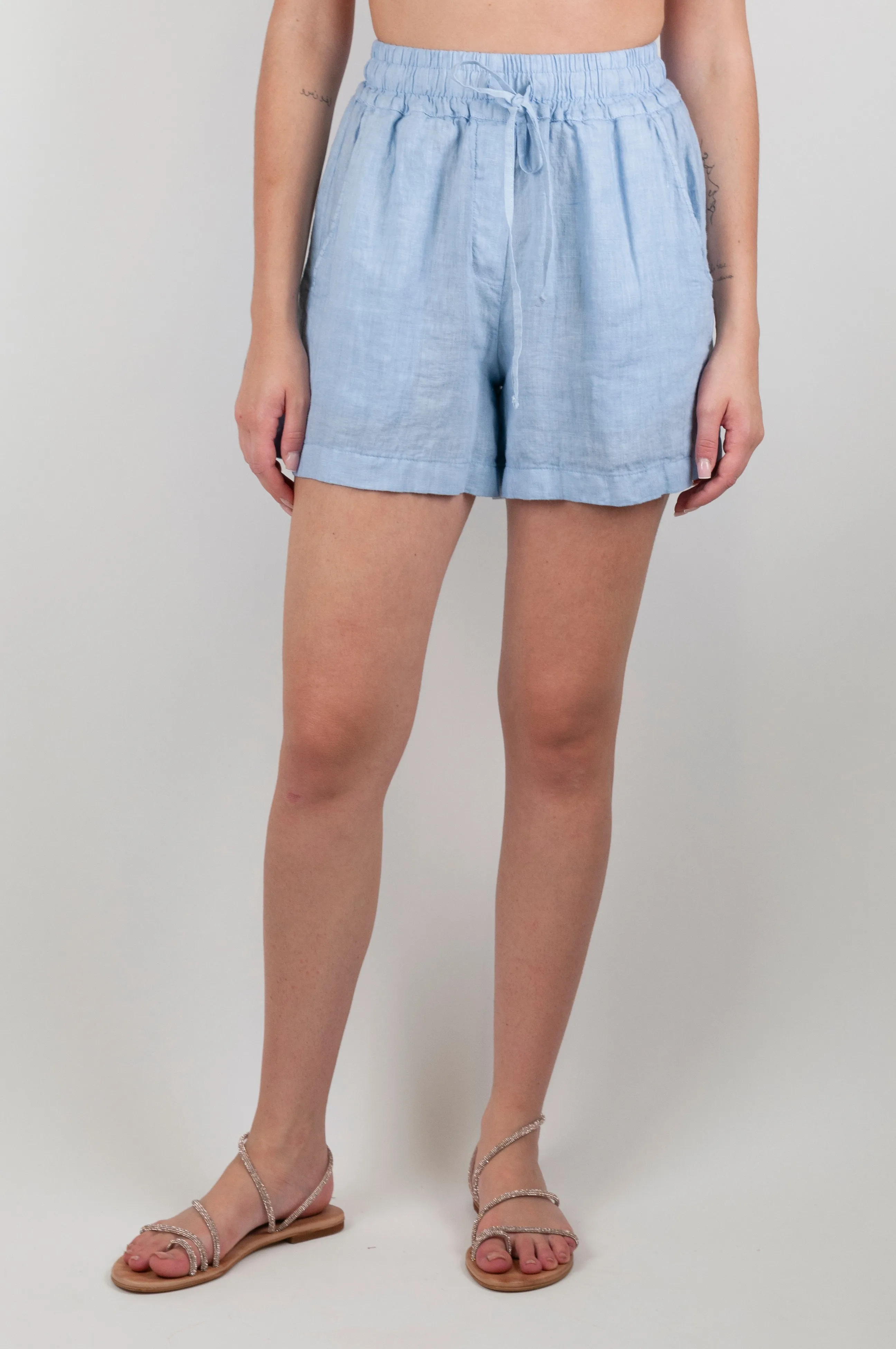 Tensione in - Shorts in puro lino con coulisse in taglia unica