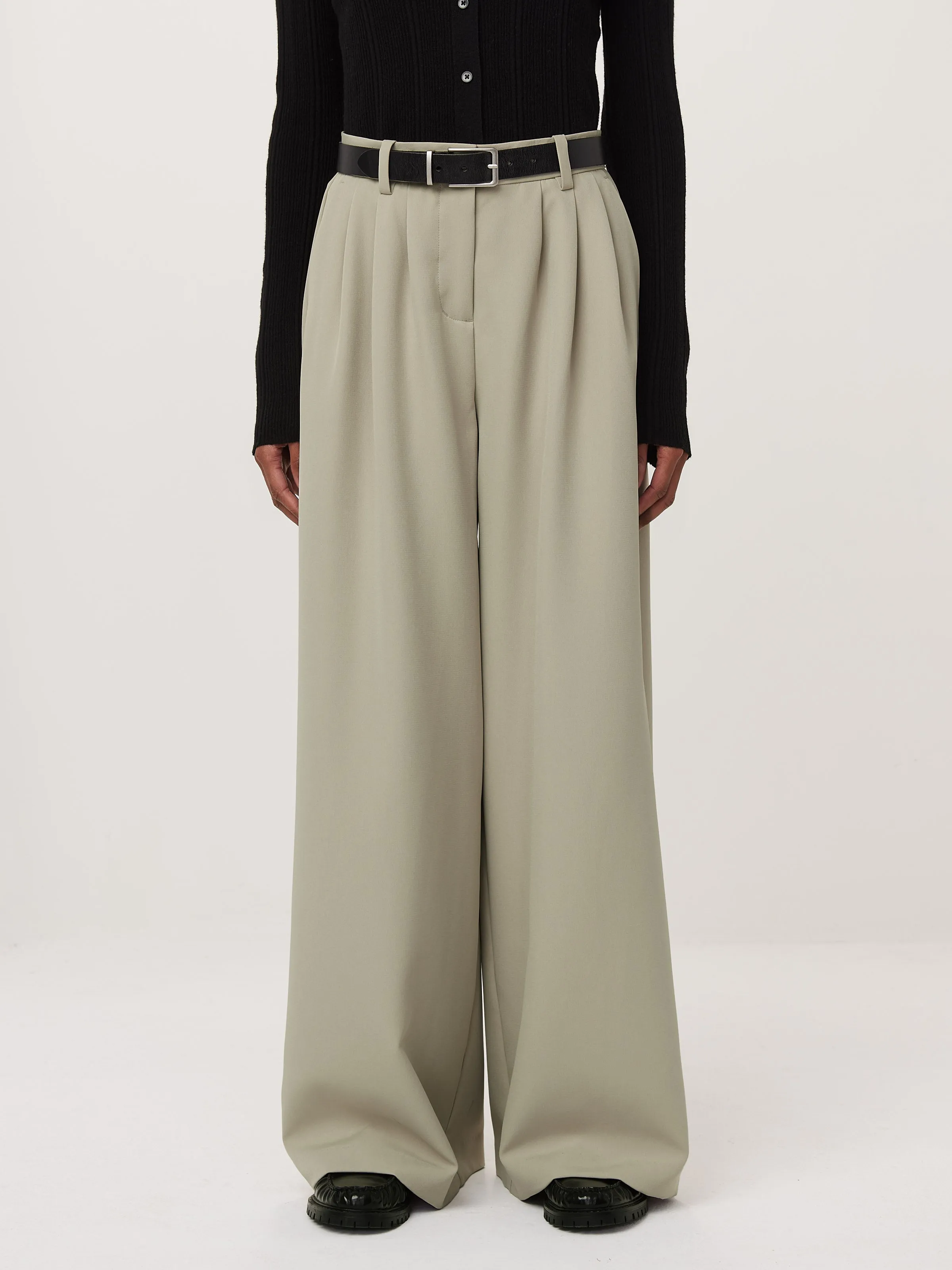 The Carmen Ultra-Wide Pant  in Light Greige