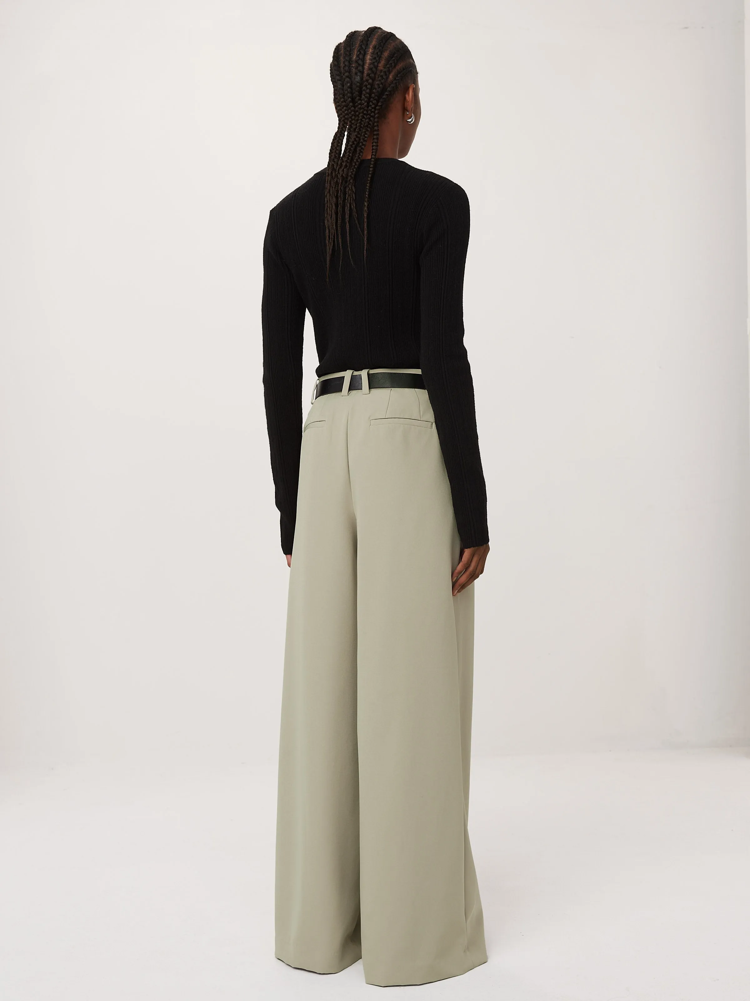 The Carmen Ultra-Wide Pant  in Light Greige