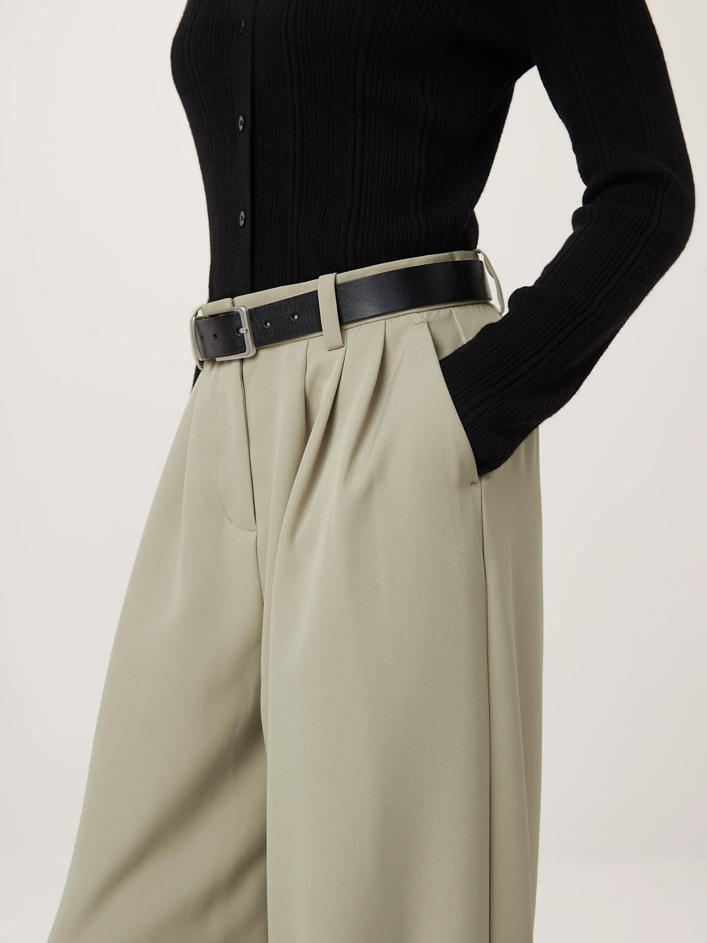 The Carmen Ultra-Wide Pant  in Light Greige