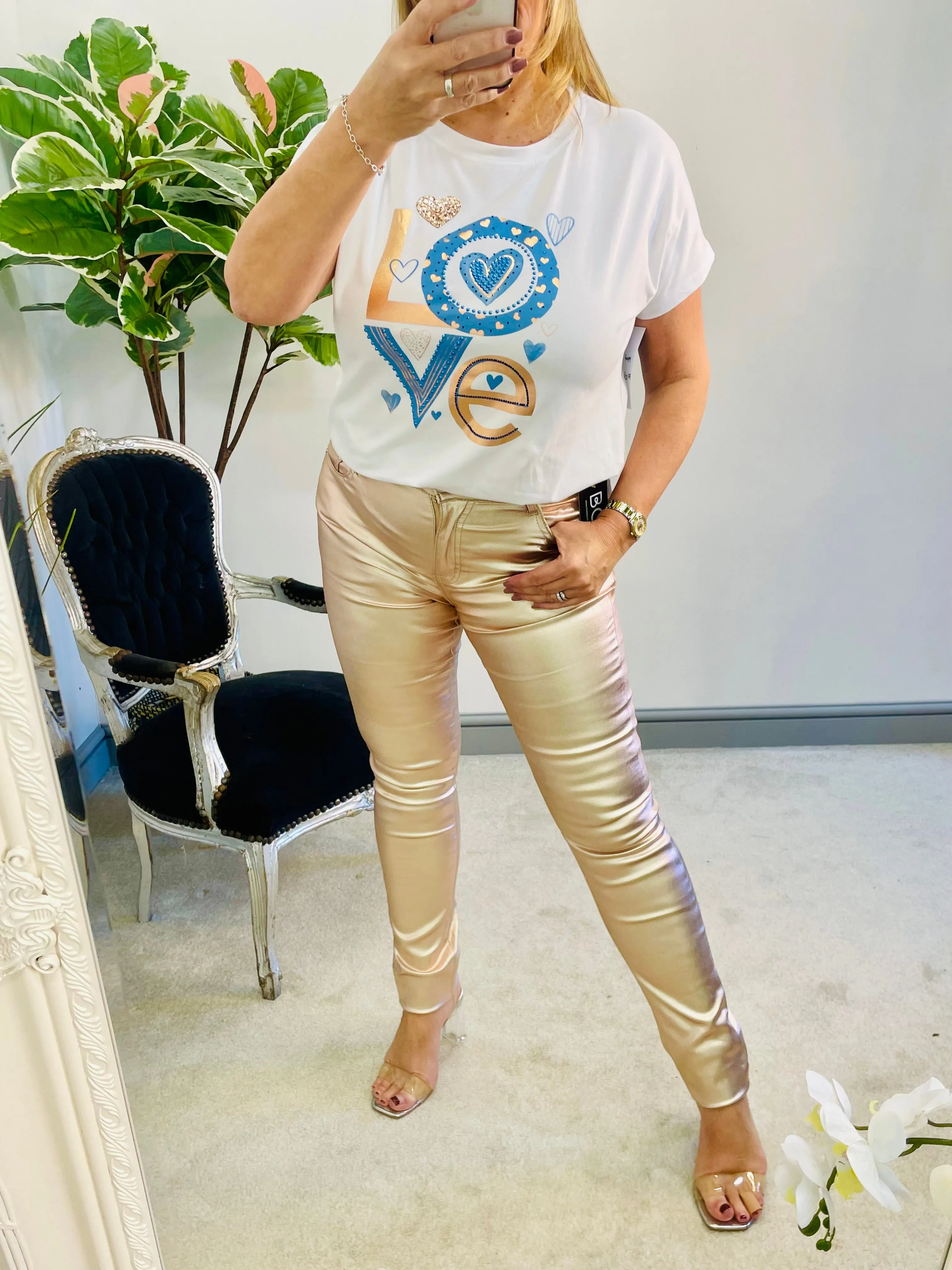 The PETRA rose gold metallic jeans - size 8 to 16