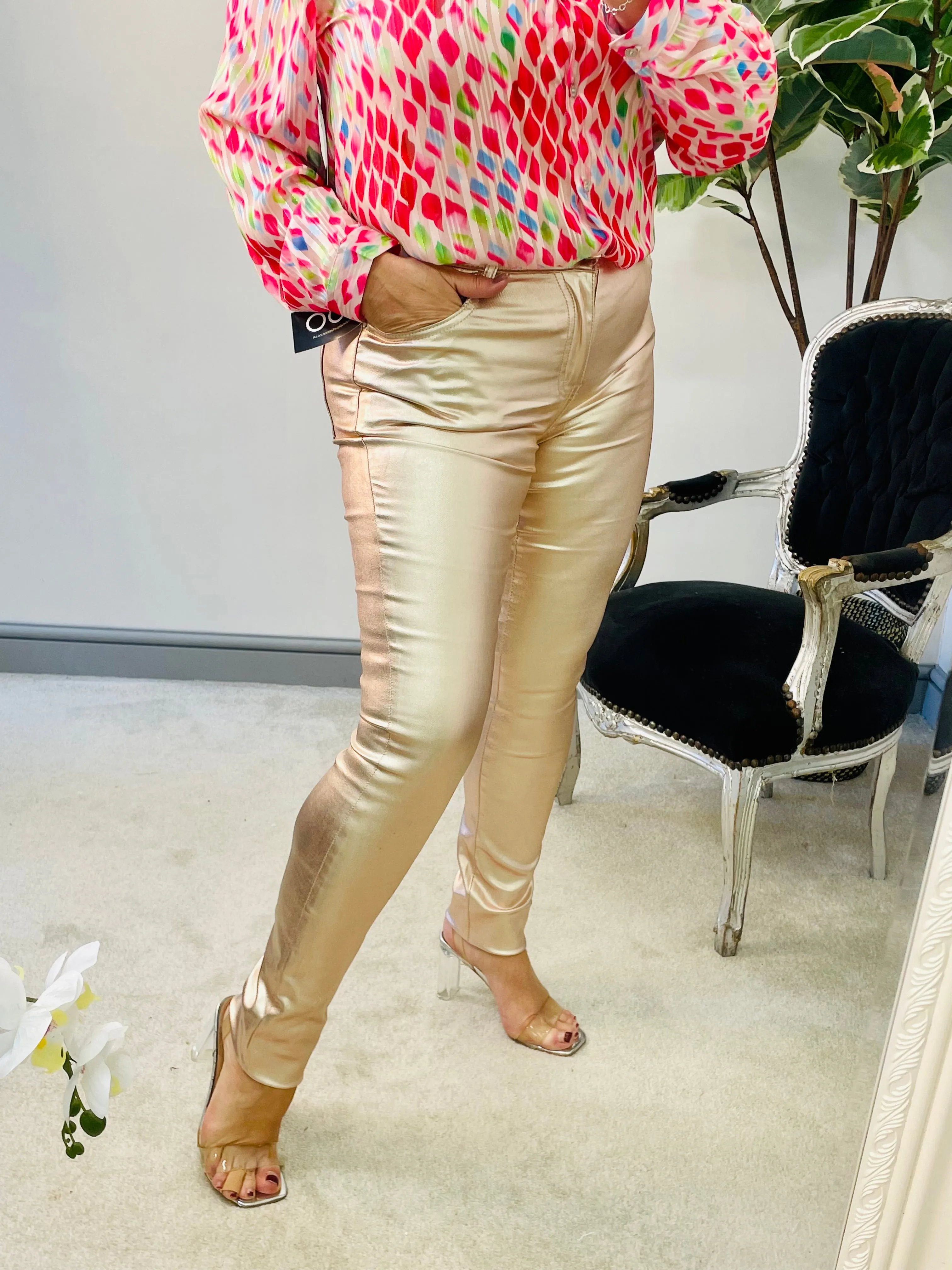 The PETRA rose gold metallic jeans - size 8 to 16