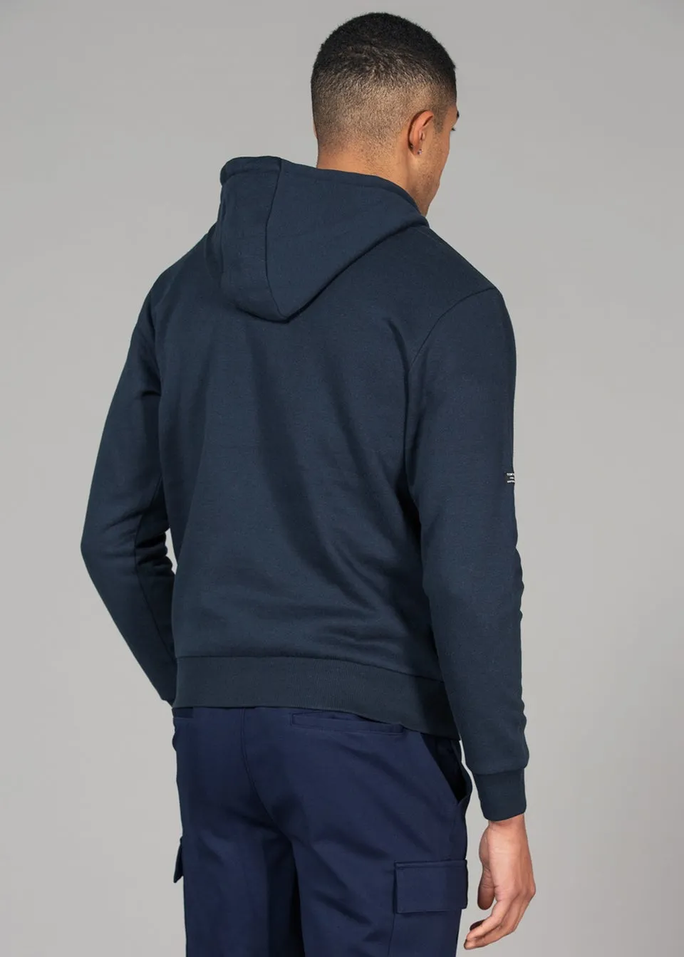 Tokyo Laundry Navy Cotton Blend Hoody with Branding Print