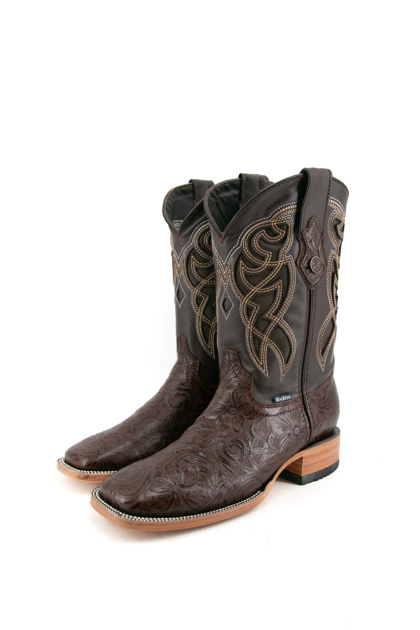 Tooled Cincelado Square Toe Cowboy Boot FINAL SALE