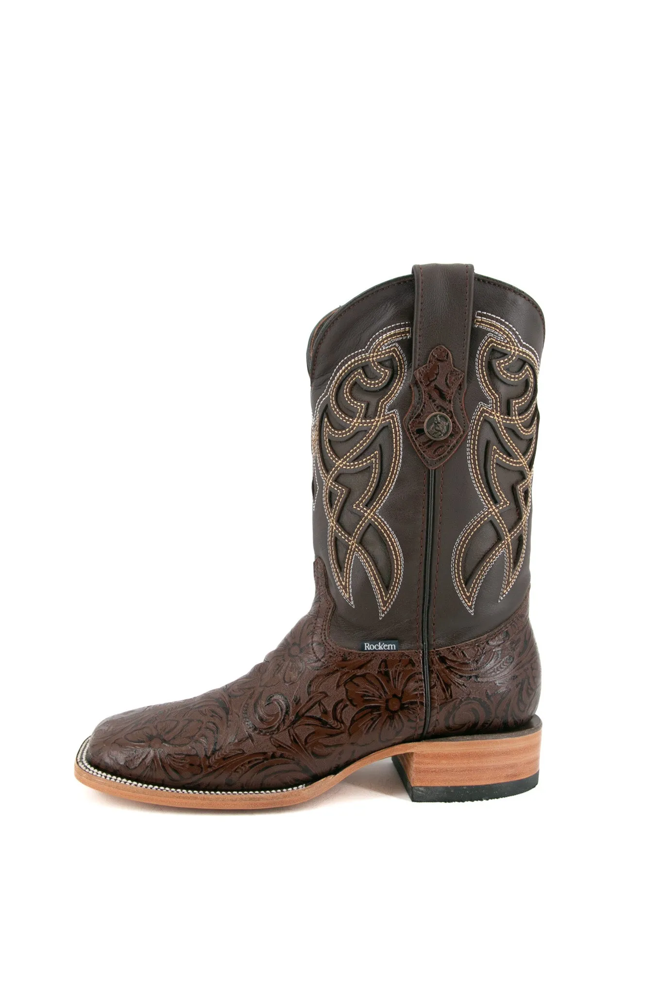 Tooled Cincelado Square Toe Cowboy Boot FINAL SALE