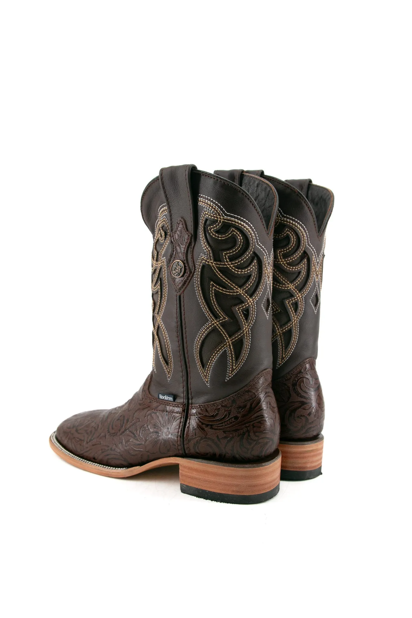 Tooled Cincelado Square Toe Cowboy Boot FINAL SALE