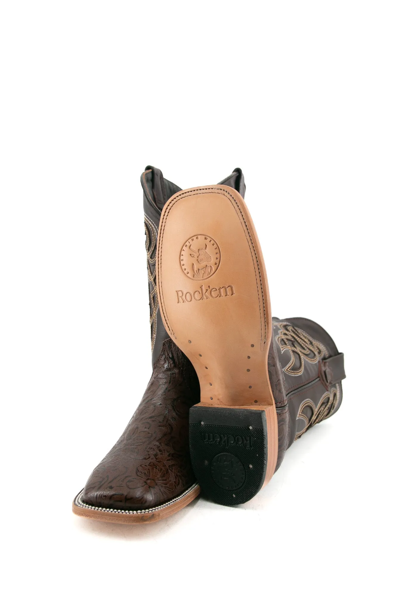 Tooled Cincelado Square Toe Cowboy Boot FINAL SALE