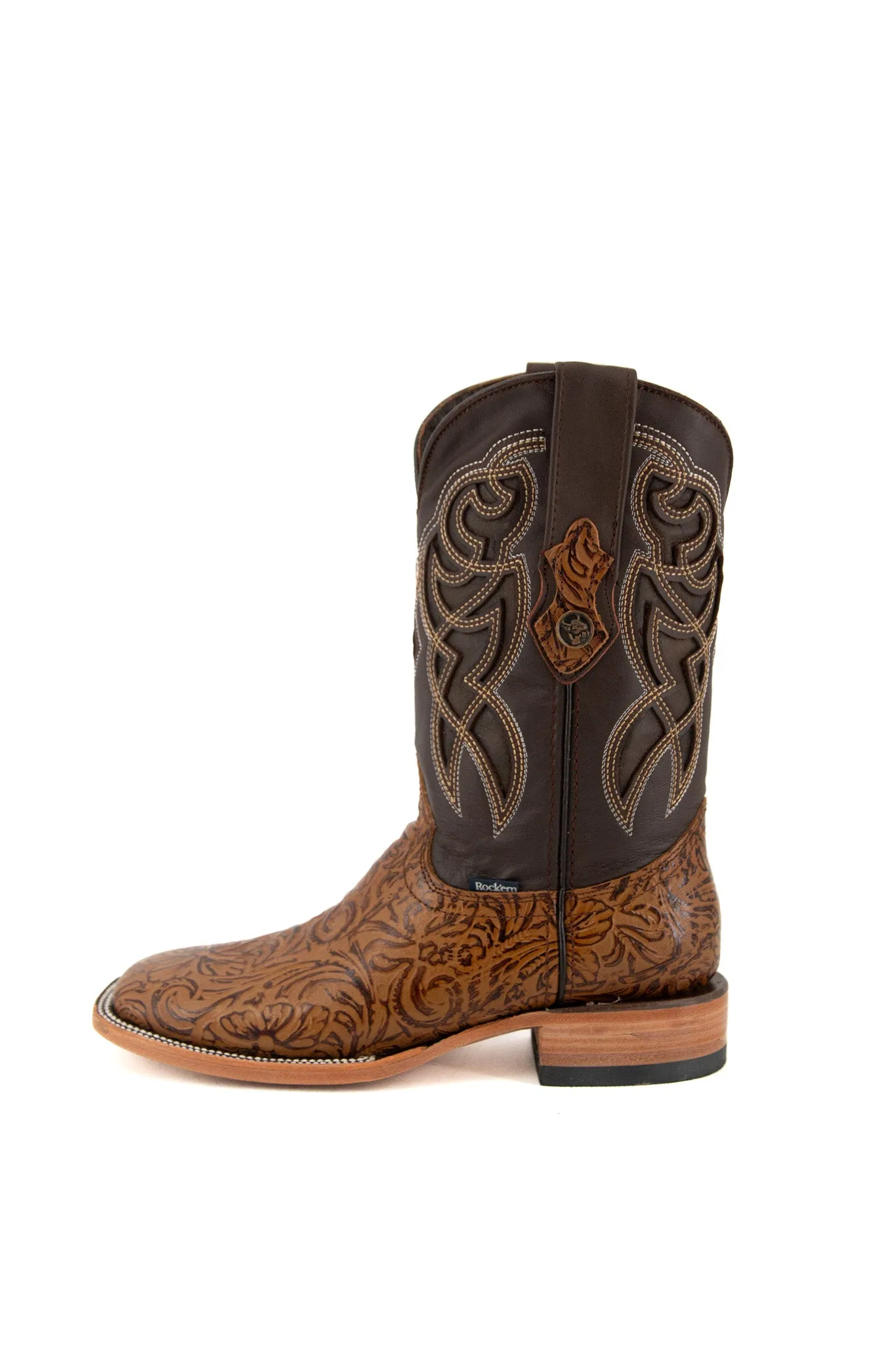 Tooled Cincelado Square Toe Cowboy Boot FINAL SALE