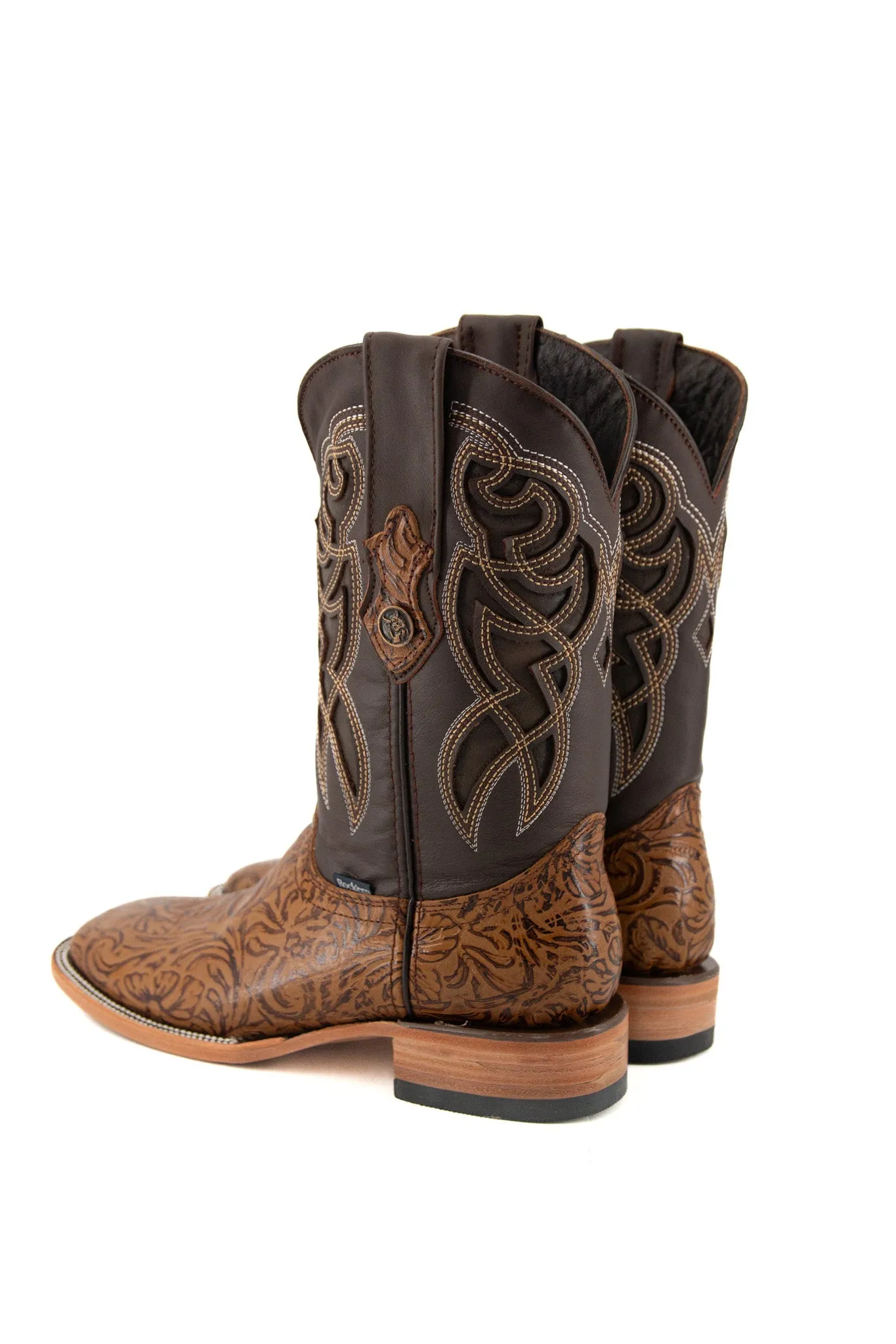 Tooled Cincelado Square Toe Cowboy Boot FINAL SALE