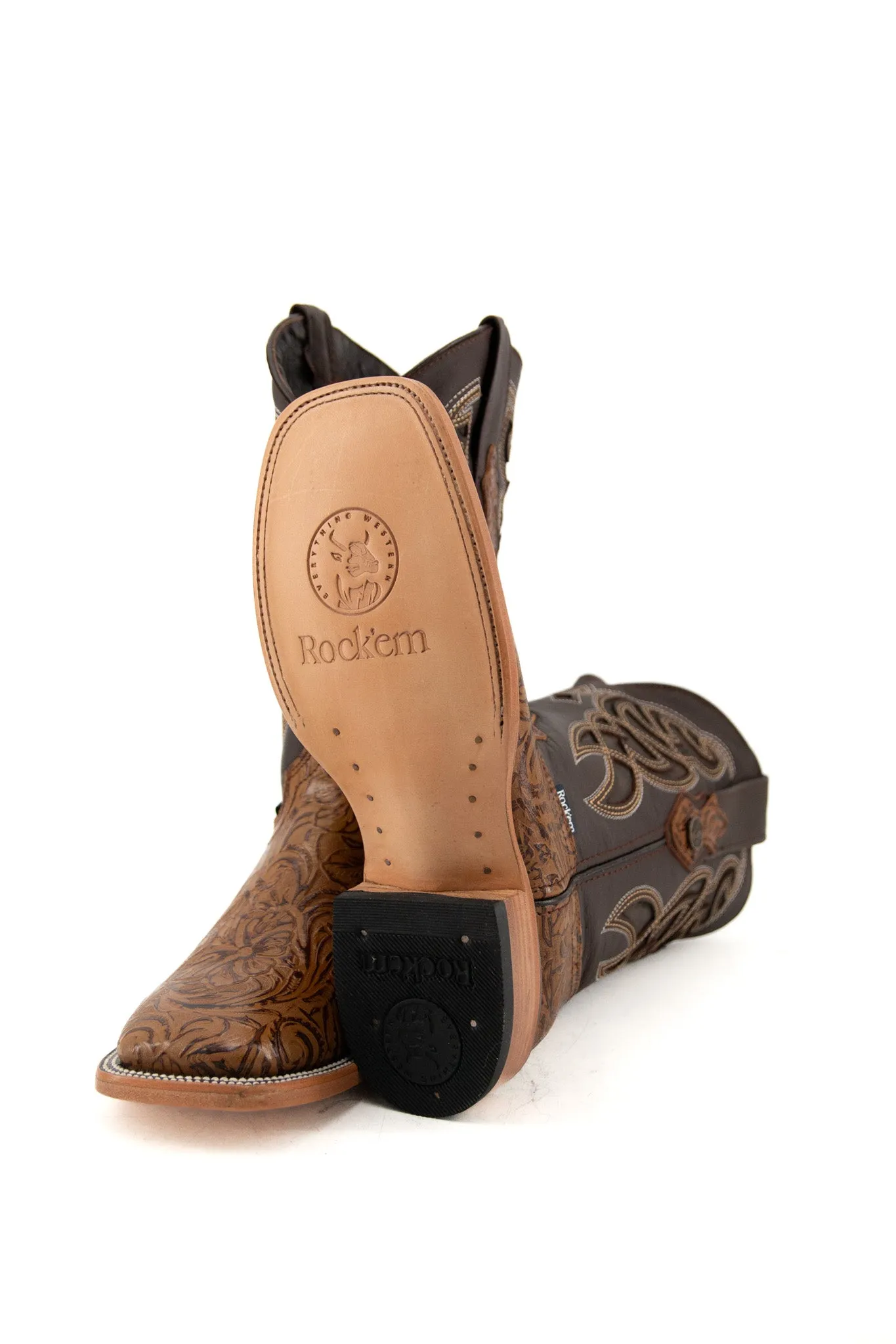 Tooled Cincelado Square Toe Cowboy Boot FINAL SALE