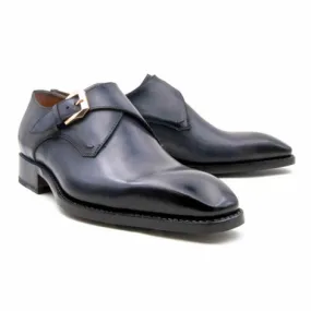 Ugo Vasare Men's Grey Edward Sr Goodyear Welt Construction Monk Strap Shoes